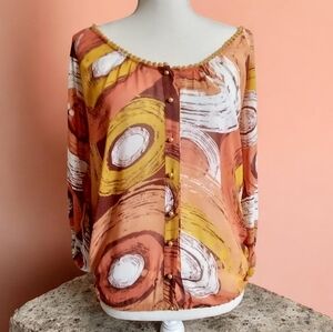 Abstract Print Boho Blouse
